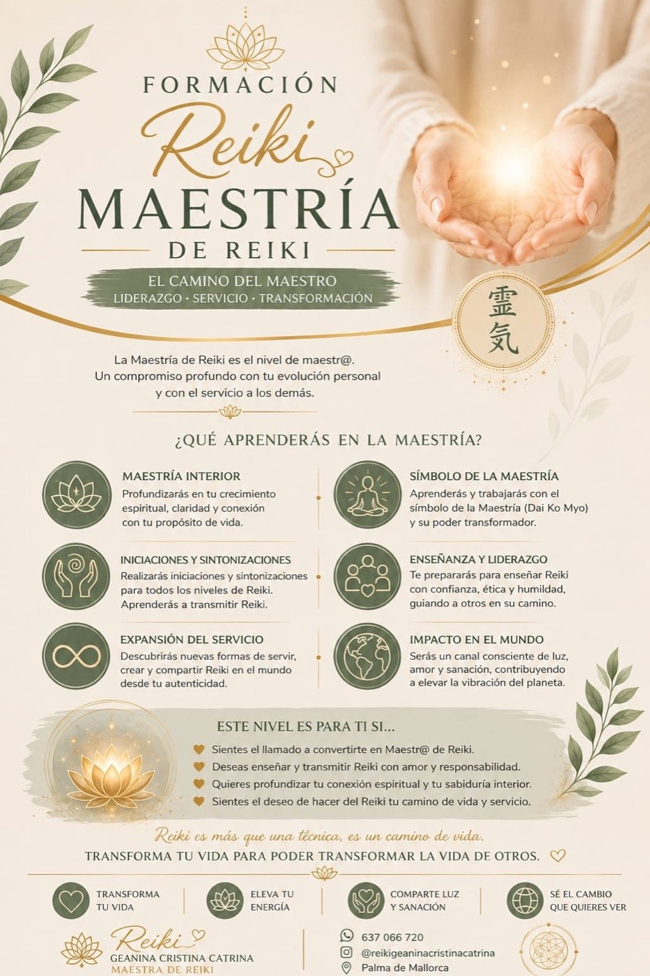 Formación Reiki Maestría con Geanina Cristina Catrina