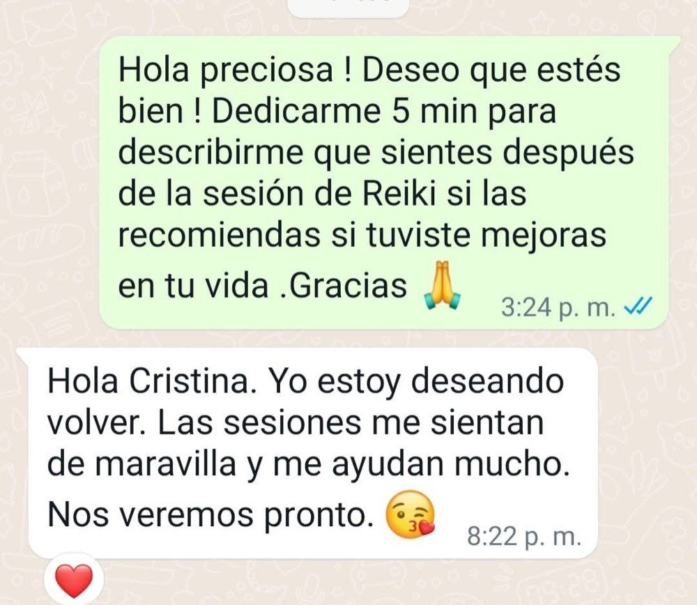 Opinión real de una clienta de Reiki con Geanina